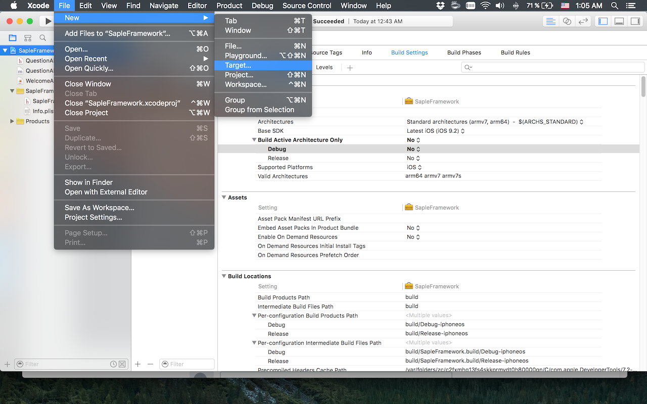 iOS universal framework - Target
